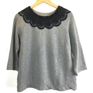 Garnet Hills Black lace Gray Sweater